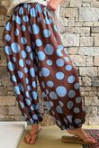 Basso Big Dot Balloon Cuff Pant Chocolate & Denim
